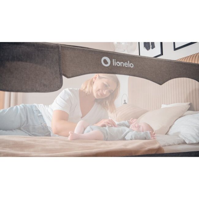 Protectie laterala pat, Lionelo, Hanna, Cu buzunar accesorii, 150x66 cm, Conform cu standardul european de securitate BS7072, Bej BYNLO-HANNA_BEIGE_MELANGE