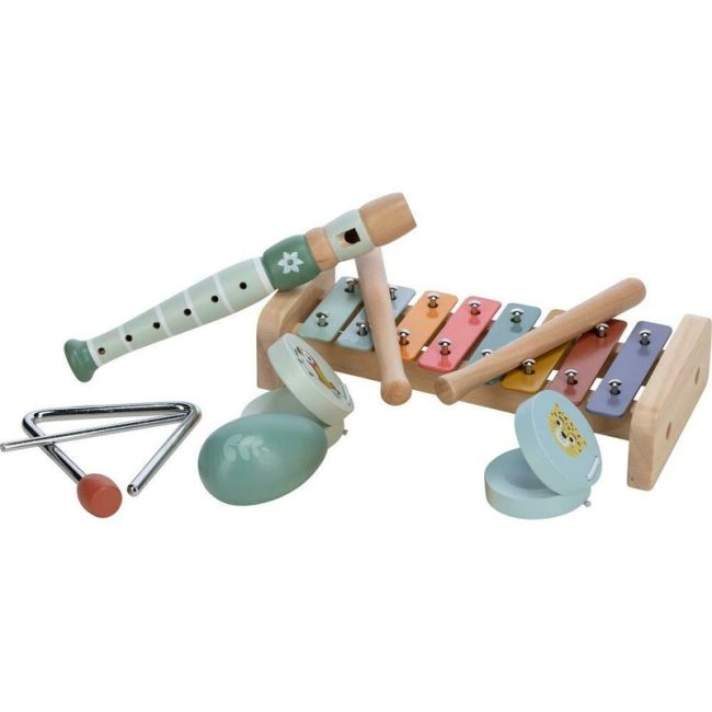Set instrumente muzicale, Free2Play, 5 in 1, Contine xilofon, Fluier, Din lemn, Conform cu standardul european de securitate EN71/123, 3 ani+, Multicolor BYN80586