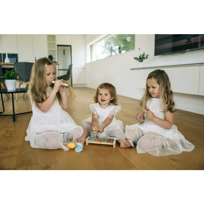 Set instrumente muzicale, Free2Play, 5 in 1, Contine xilofon, Fluier, Din lemn, Conform cu standardul european de securitate EN71/123, 3 ani+, Multicolor BYN80586