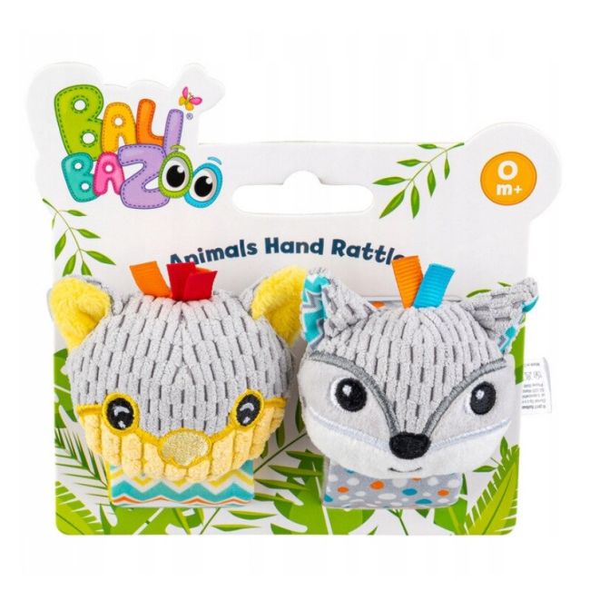 Set jucarii zornaitoare, Balibazoo, Animale, 2 bratari, Inchidere cu velcro, Stimuleaza dezvoltarea senzoriala si tactila, 0 luni+, Multicolor BYN82061