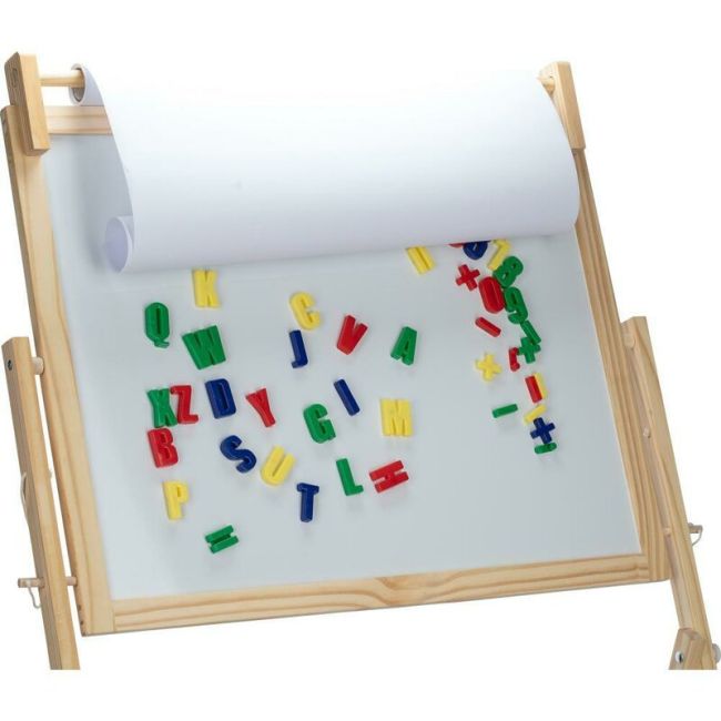 Tablita magnetica, Free2Play, 2 in 1, Cu litere si cifre magnetice, Din lemn, Conform cu standardul european de securitate EN71/123, 3 ani+, Multicolor BYN80609
