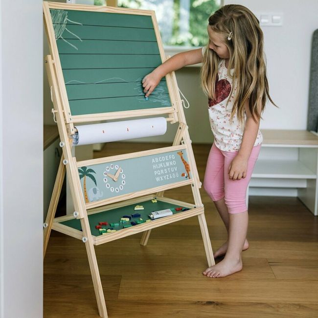 Tablita magnetica, Free2Play, 2 in 1, Cu litere si cifre magnetice, Din lemn, Conform cu standardul european de securitate EN71/123, 3 ani+, Multicolor BYN80609