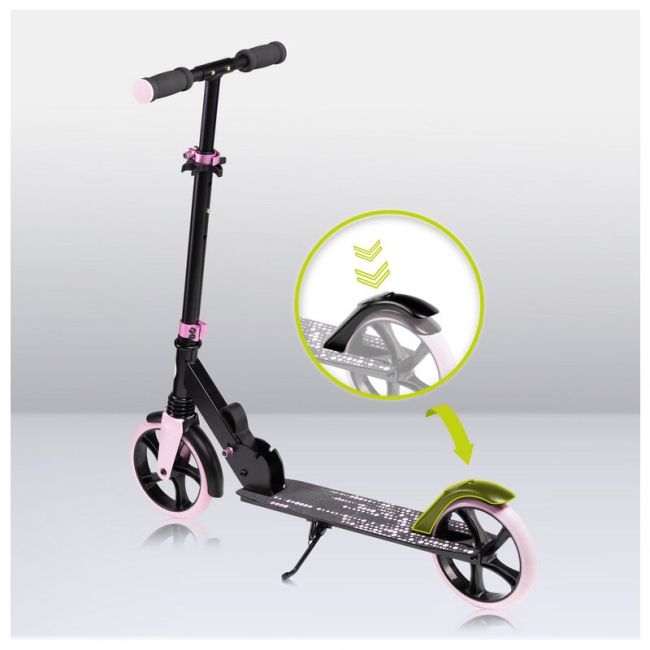 Trotineta, Lionelo, Luca, Pentru copii sau adulti, Ultrapliabila, Pana la 100 Kg, Conform cu standardul european de securitate EN14619, Roz BYNLO-LUCA_BLACK_CARBON_PINK
