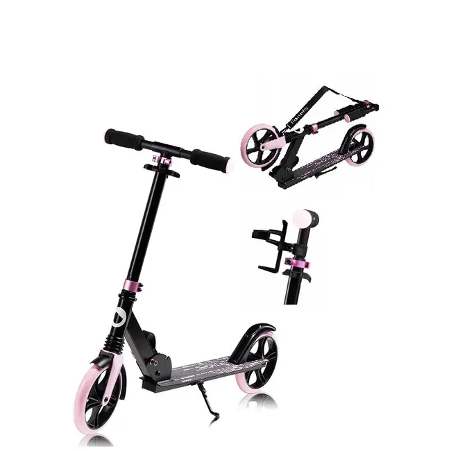 Trotineta, Lionelo, Luca, Pentru copii sau adulti, Ultrapliabila, Pana la 100 Kg, Conform cu standardul european de securitate EN14619, Roz BYNLO-LUCA_BLACK_CARBON_PINK
