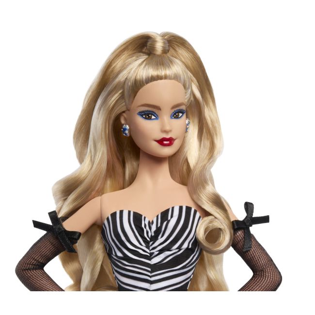 BARBIE SIGNATURE ANIVERSARE 65 ANI PAPUSA BARBIE CU ROCHIE DE BAL ALB NEGRU VIVMTHRM58