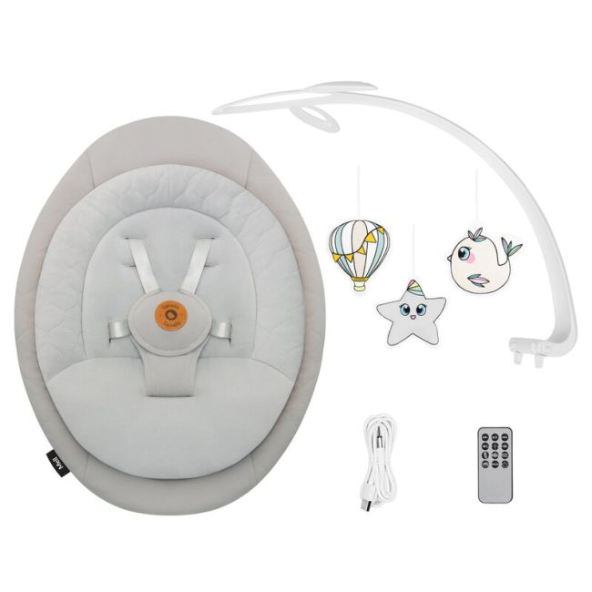 Balansoar, Lionelo, Mell, 2 in 1, Rotire 360 grade, Electric, Cu 3 moduri de leganare, Cu 5 trepte de viteza, Cu 3 pozitii de inclinare, Cu timer, 12 melodii si 2 sunete ale naturii, Pana la 9 kg, Bej BYNLO-MELL_BEIGE_SAND
