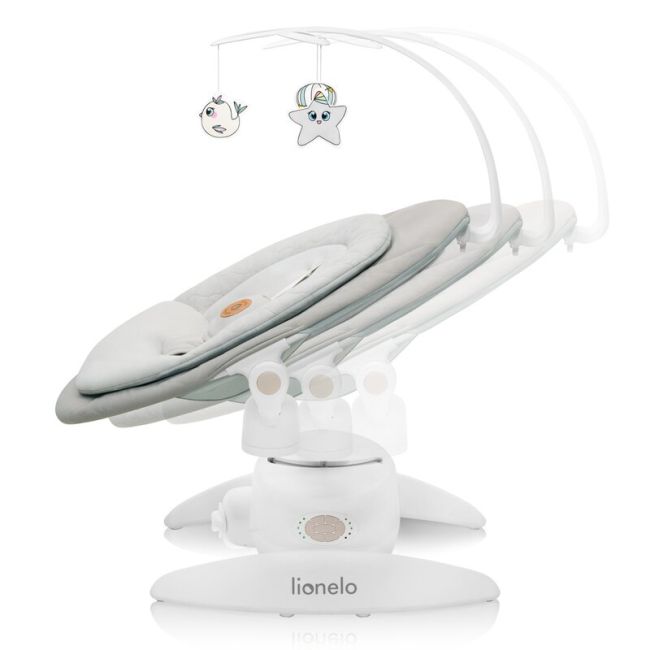 Balansoar, Lionelo, Mell, 2 in 1, Rotire 360 grade, Electric, Cu 3 moduri de leganare, Cu 5 trepte de viteza, Cu 3 pozitii de inclinare, Cu timer, 12 melodii si 2 sunete ale naturii, Pana la 9 kg, Bej BYNLO-MELL_BEIGE_SAND