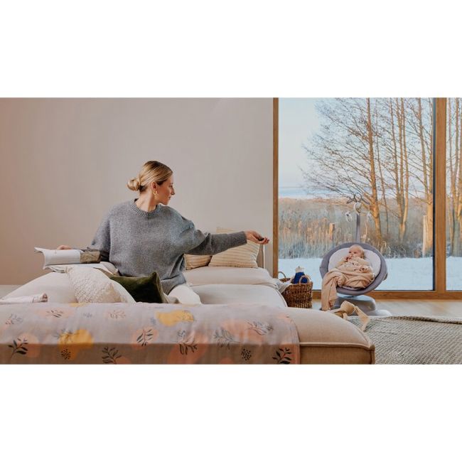 Balansoar, Lionelo, Mell, 2 in 1, Rotire 360 grade, Electric, Cu 3 moduri de leganare, Cu 5 trepte de viteza, Cu 3 pozitii de inclinare, Cu timer, 12 melodii si 2 sunete ale naturii, Pana la 9 kg, Bej BYNLO-MELL_BEIGE_SAND