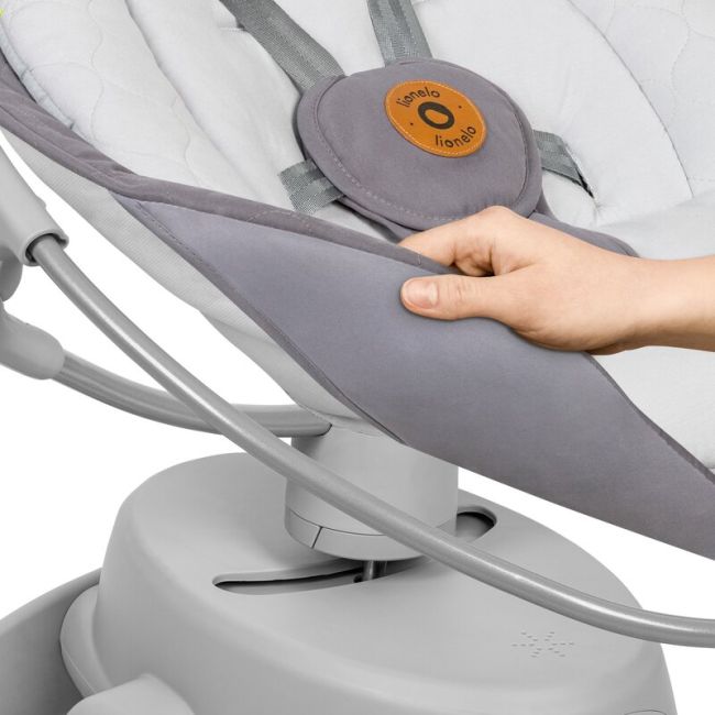 Balansoar, Lionelo, Mell, 2 in 1, Rotire 360 grade, Electric, Cu 3 moduri de leganare, Cu 5 trepte de viteza, Cu 3 pozitii de inclinare, Cu timer, 12 melodii si 2 sunete ale naturii, Pana la 9 kg, Gri BYNLO-MELL_GREY_STONE