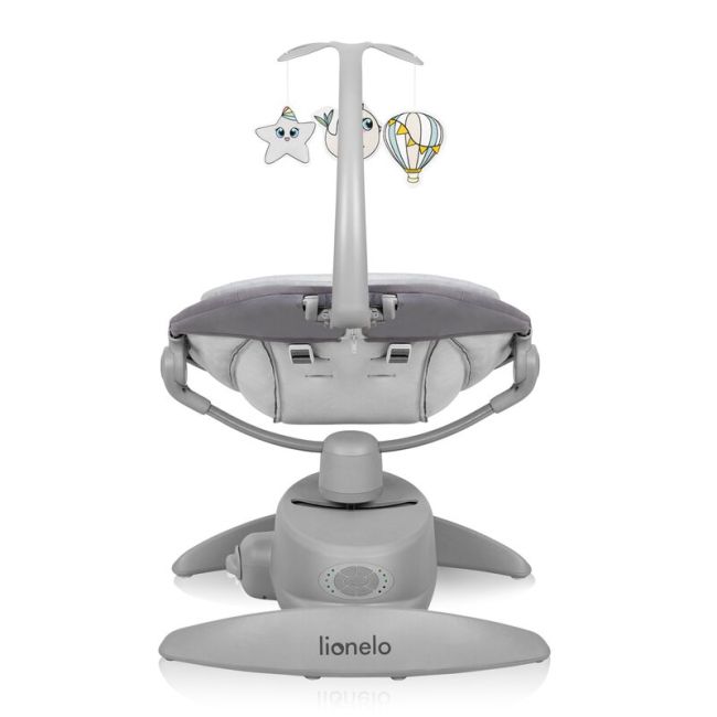 Balansoar, Lionelo, Mell, 2 in 1, Rotire 360 grade, Electric, Cu 3 moduri de leganare, Cu 5 trepte de viteza, Cu 3 pozitii de inclinare, Cu timer, 12 melodii si 2 sunete ale naturii, Pana la 9 kg, Gri BYNLO-MELL_GREY_STONE