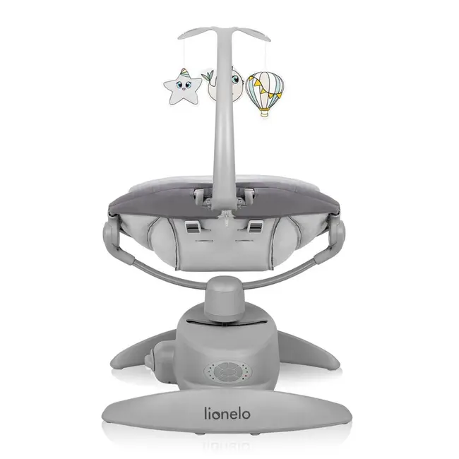 Balansoar, Lionelo, Mell, 2 in 1, Rotire 360 grade, Electric, Cu 3 moduri de leganare, Cu 5 trepte de viteza, Cu 3 pozitii de inclinare, Cu timer, 12 melodii si 2 sunete ale naturii, Pana la 9 kg, Gri BYNLO-MELL_GREY_STONE
