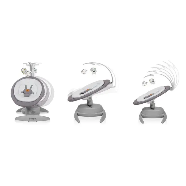 Balansoar, Lionelo, Mell, 2 in 1, Rotire 360 grade, Electric, Cu 3 moduri de leganare, Cu 5 trepte de viteza, Cu 3 pozitii de inclinare, Cu timer, 12 melodii si 2 sunete ale naturii, Pana la 9 kg, Gri BYNLO-MELL_GREY_STONE