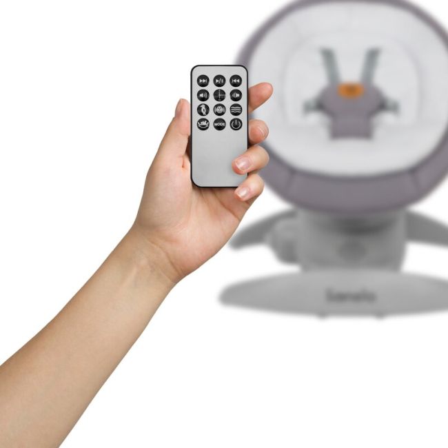 Balansoar, Lionelo, Mell, 2 in 1, Rotire 360 grade, Electric, Cu 3 moduri de leganare, Cu 5 trepte de viteza, Cu 3 pozitii de inclinare, Cu timer, 12 melodii si 2 sunete ale naturii, Pana la 9 kg, Gri BYNLO-MELL_GREY_STONE