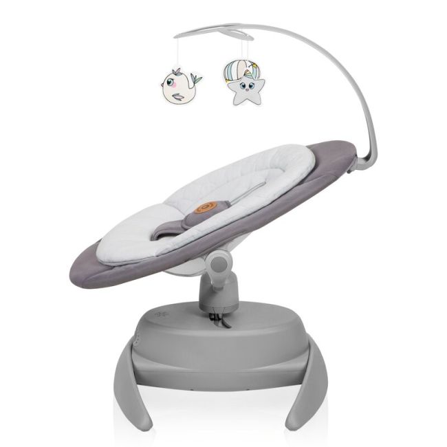 Balansoar, Lionelo, Mell, 2 in 1, Rotire 360 grade, Electric, Cu 3 moduri de leganare, Cu 5 trepte de viteza, Cu 3 pozitii de inclinare, Cu timer, 12 melodii si 2 sunete ale naturii, Pana la 9 kg, Gri BYNLO-MELL_GREY_STONE
