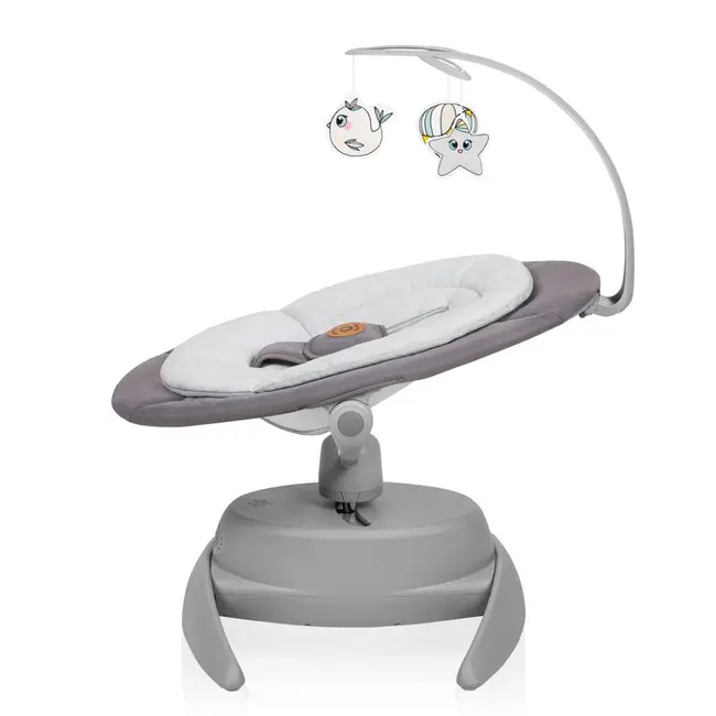 Balansoar, Lionelo, Mell, 2 in 1, Rotire 360 grade, Electric, Cu 3 moduri de leganare, Cu 5 trepte de viteza, Cu 3 pozitii de inclinare, Cu timer, 12 melodii si 2 sunete ale naturii, Pana la 9 kg, Gri BYNLO-MELL_GREY_STONE