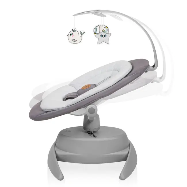 Balansoar, Lionelo, Mell, 2 in 1, Rotire 360 grade, Electric, Cu 3 moduri de leganare, Cu 5 trepte de viteza, Cu 3 pozitii de inclinare, Cu timer, 12 melodii si 2 sunete ale naturii, Pana la 9 kg, Gri BYNLO-MELL_GREY_STONE