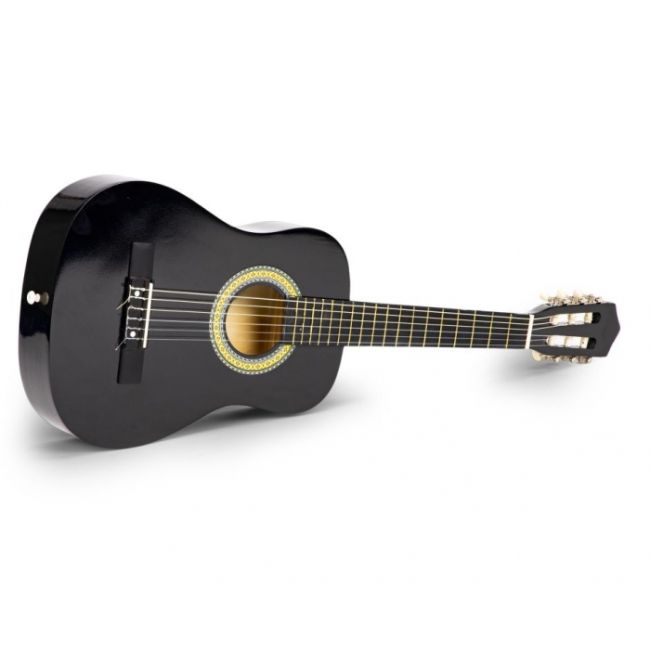 Chitara din lemn pentru copii cu 6 corzi ecotoys hx18022-30, 76 x 28 cm - negru edeedihx18022-30dark