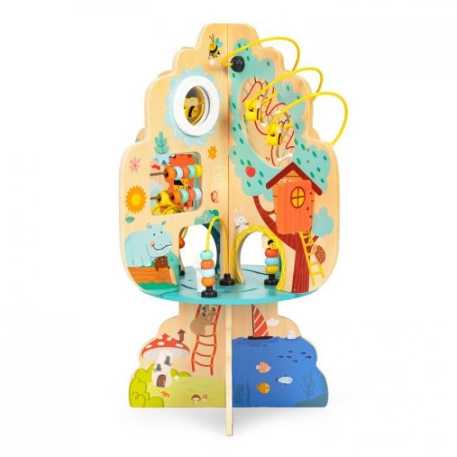 Jucarie interactiva din lemn sub forma de copac cu diverse activitati ecotoys 1045 edeedi1045