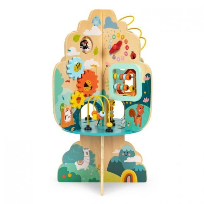 Jucarie interactiva din lemn sub forma de copac cu diverse activitati ecotoys 1045 edeedi1045