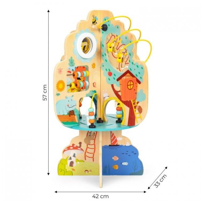 Jucarie interactiva din lemn sub forma de copac cu diverse activitati ecotoys 1045 edeedi1045