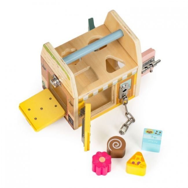 Jucarie interactiva din lemn sub forma de cub cu sortator ecotoys 2555 edeedi2555