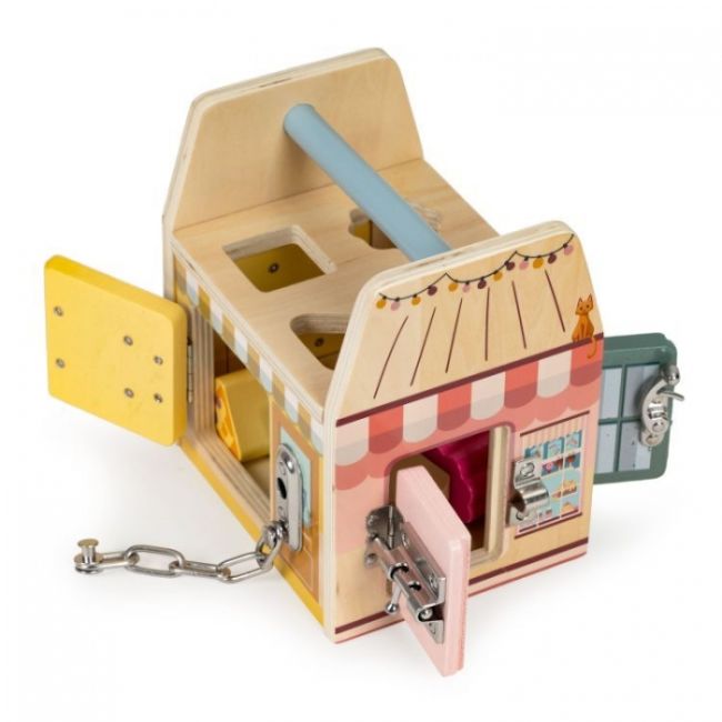 Jucarie interactiva din lemn sub forma de cub cu sortator ecotoys 2555 edeedi2555