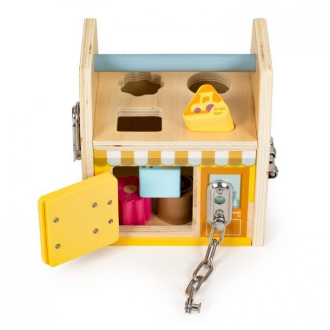 Jucarie interactiva din lemn sub forma de cub cu sortator ecotoys 2555 edeedi2555