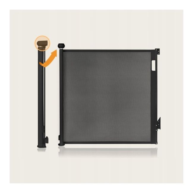 Poarta de siguranta, Lionelo, Thea, Cu suruburi, Textila, Retractabila, Mecanism dublu de blocare, Montaj universal, 80x140 cm, Conform cu standardul european de securitate EN1930, Negru BYNLO-THEA_BLACK_ONYX