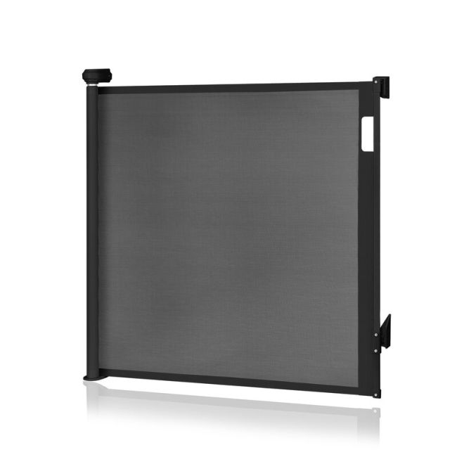 Poarta de siguranta, Lionelo, Thea, Cu suruburi, Textila, Retractabila, Mecanism dublu de blocare, Montaj universal, 80x140 cm, Conform cu standardul european de securitate EN1930, Negru BYNLO-THEA_BLACK_ONYX