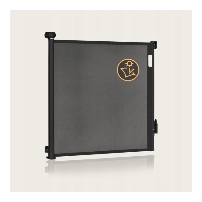 Poarta de siguranta, Lionelo, Thea, Cu suruburi, Textila, Retractabila, Mecanism dublu de blocare, Montaj universal, 80x140 cm, Conform cu standardul european de securitate EN1930, Negru BYNLO-THEA_BLACK_ONYX