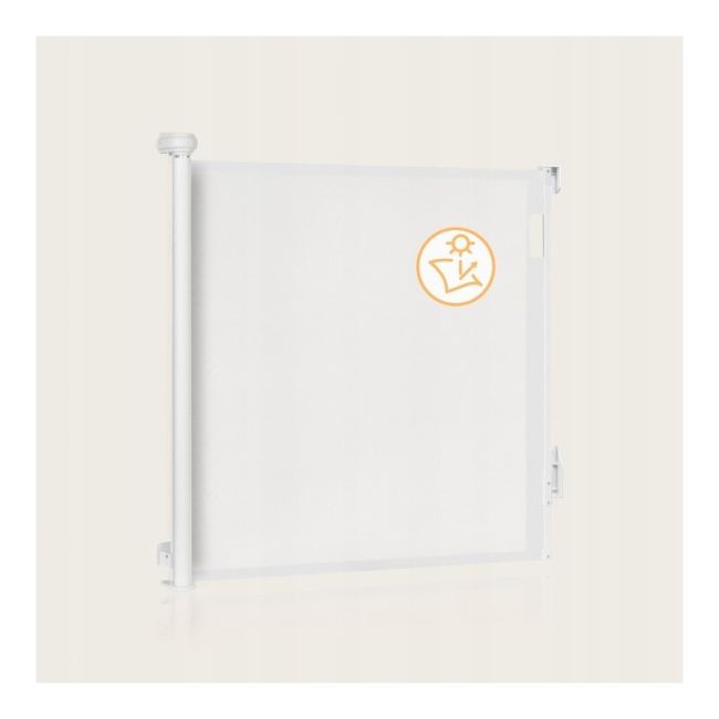 Poarta de siguranta, Lionelo, Thea, Textila, Ofera vizibilitate, Retractabila, Mecanism dublu de blocare, Montaj universal, 80x140 cm, Conform cu standardul european de securitate EN1930, Alb BYNLO-THEA_WHITE_NATURAL