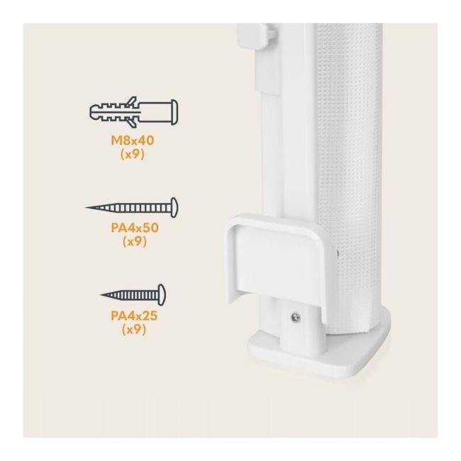 Poarta de siguranta, Lionelo, Thea, Textila, Ofera vizibilitate, Retractabila, Mecanism dublu de blocare, Montaj universal, 80x140 cm, Conform cu standardul european de securitate EN1930, Alb BYNLO-THEA_WHITE_NATURAL