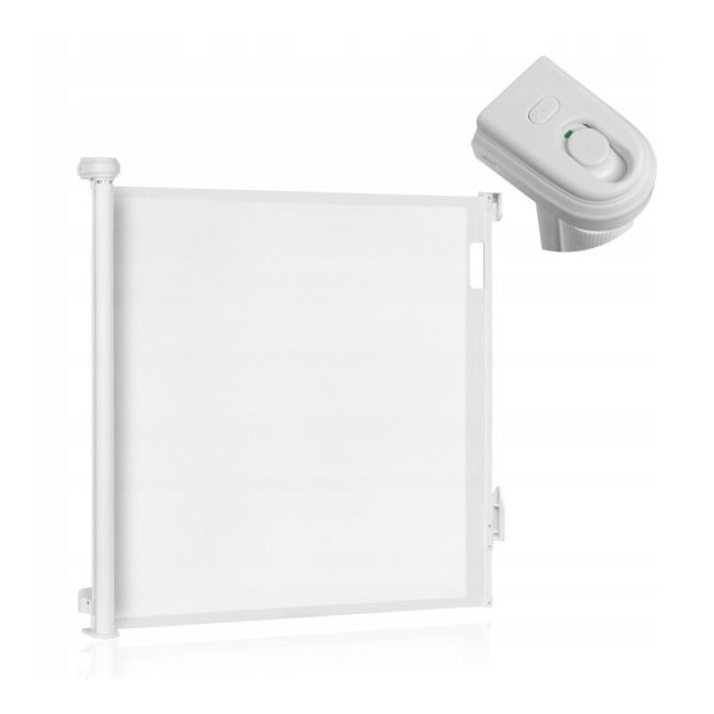Poarta de siguranta, Lionelo, Thea, Textila, Ofera vizibilitate, Retractabila, Mecanism dublu de blocare, Montaj universal, 80x140 cm, Conform cu standardul european de securitate EN1930, Alb BYNLO-THEA_WHITE_NATURAL