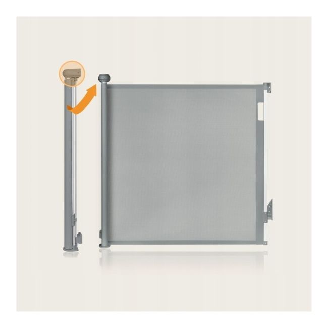 Poarta de siguranta, Lionelo, Thea, Textila, Ofera vizibilitate, Retractabila, Mecanism dublu de blocare, Montaj universal, 80x140 cm, Conform cu standardul european de securitate EN1930, Gri BYNLO-THEA_GREY_CONRETE