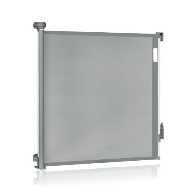 Poarta de siguranta, Lionelo, Thea, Textila, Ofera vizibilitate, Retractabila, Mecanism dublu de blocare, Montaj universal, 80x140 cm, Conform cu standardul european de securitate EN1930, Gri BYNLO-THEA_GREY_CONRETE