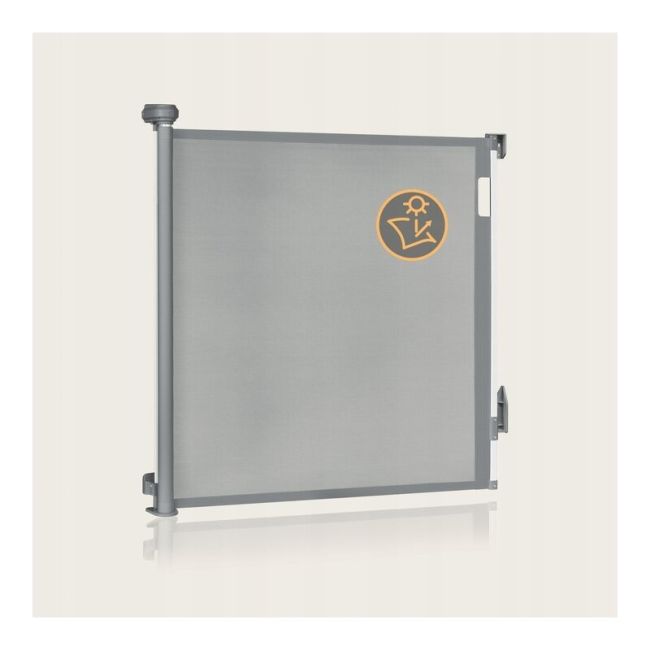 Poarta de siguranta, Lionelo, Thea, Textila, Ofera vizibilitate, Retractabila, Mecanism dublu de blocare, Montaj universal, 80x140 cm, Conform cu standardul european de securitate EN1930, Gri BYNLO-THEA_GREY_CONRETE