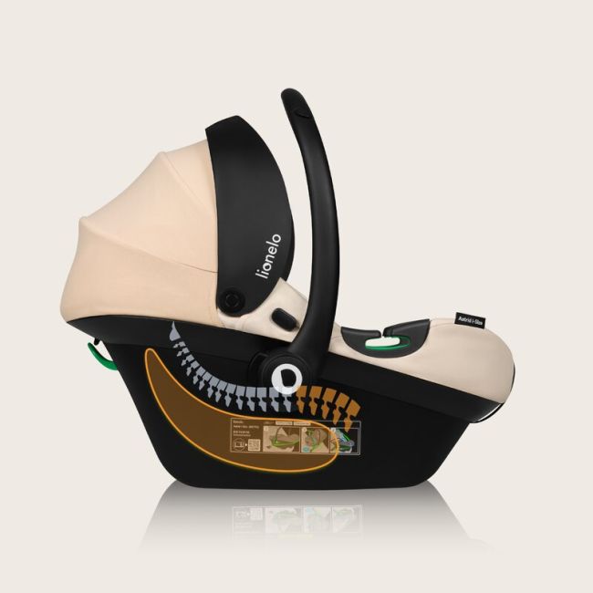 Scoica auto, Lionelo, i-Size Astrid, 0-13 Kg, 40-87 cm, Cu maner si capotina reglabile, Cu protectie laterala avansata, Salteluta confortabila, Conform cu standardul european de securitate R129, Bej BYNLO-ASTRID_I-SIZE_BEIGE