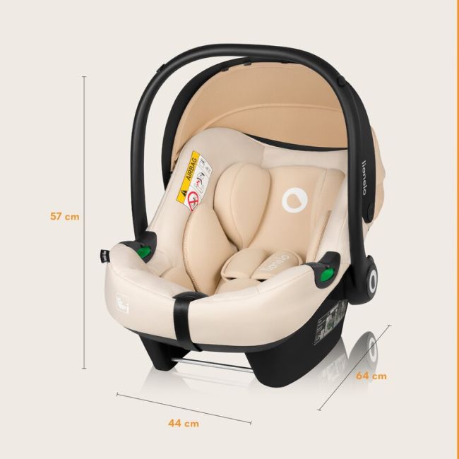 Scoica auto, Lionelo, i-Size Astrid, 0-13 Kg, 40-87 cm, Cu maner si capotina reglabile, Cu protectie laterala avansata, Salteluta confortabila, Conform cu standardul european de securitate R129, Bej BYNLO-ASTRID_I-SIZE_BEIGE
