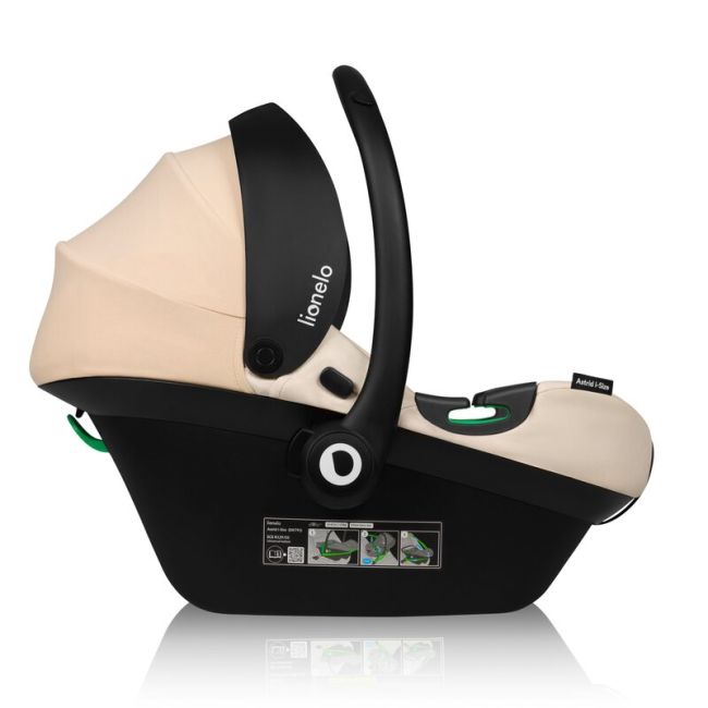 Scoica auto, Lionelo, i-Size Astrid, 0-13 Kg, 40-87 cm, Cu maner si capotina reglabile, Cu protectie laterala avansata, Salteluta confortabila, Conform cu standardul european de securitate R129, Bej BYNLO-ASTRID_I-SIZE_BEIGE