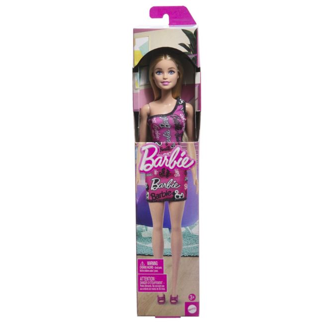 BARBIE PAPUSA CLASICA BLONDA CU ROCHITA ROZ CU IMPRIMEU BARBIE VIVMTT7439_HRH07