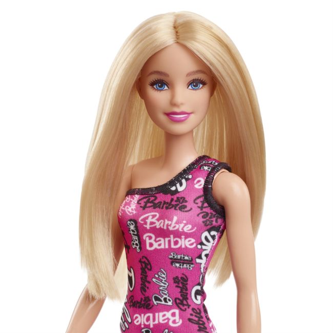 BARBIE PAPUSA CLASICA BLONDA CU ROCHITA ROZ CU IMPRIMEU BARBIE VIVMTT7439_HRH07