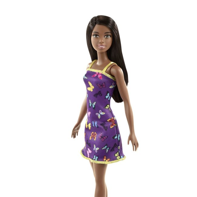 BARBIE PAPUSA CLASICA BRUNETA CU ROCHITA MOV CU IMPRIMEU CU FLUTURI VIVMTT7439_HBV07