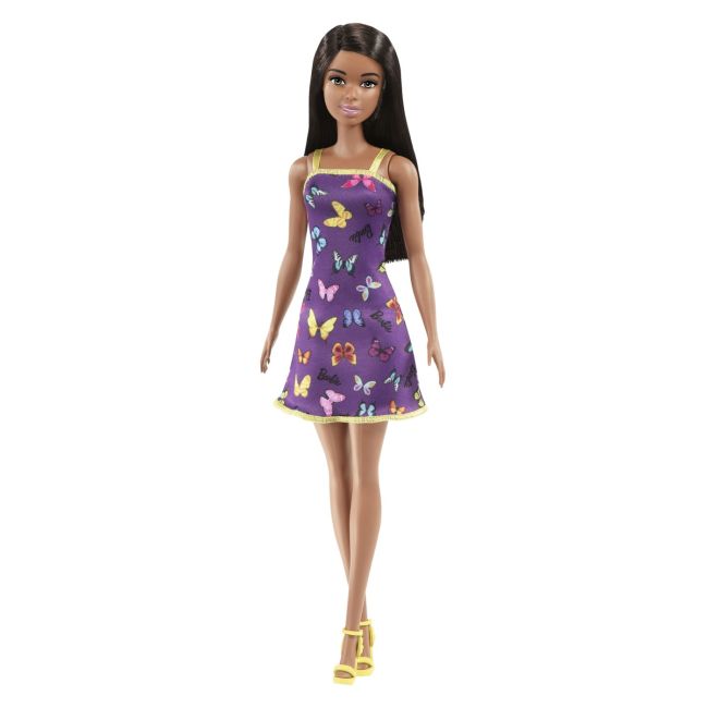 BARBIE PAPUSA CLASICA BRUNETA CU ROCHITA MOV CU IMPRIMEU CU FLUTURI VIVMTT7439_HBV07