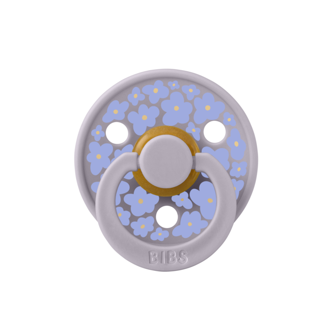 Bibs - suzeta studio colour flower latex, tetina rotunda, 6 luni +-fossil grey bbb20018303c