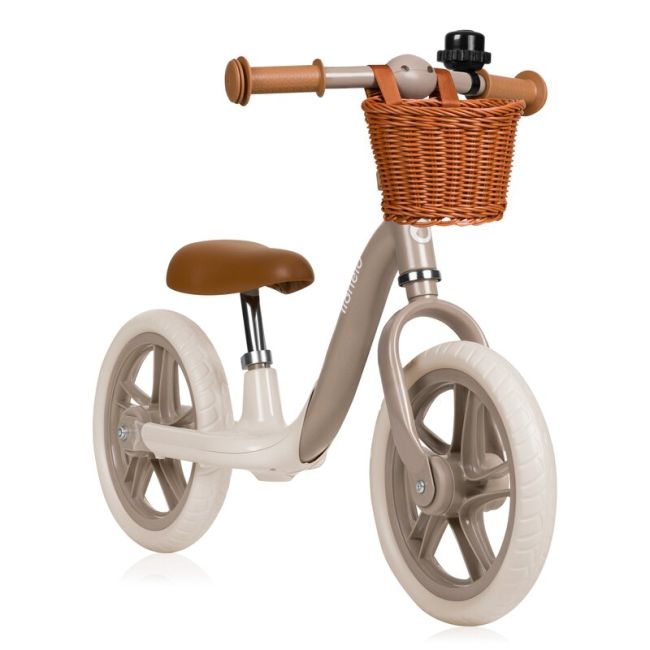 Bicicleta fara pedale, Lionelo, Alex Plus, Usoara, Cu ghidon si sa reglabile, Include cos depozitare si sonerie, Din otel, Cu roti din spuma EVA, 12 inch, Beige Sand BYNLO-ALEX_PLUS_BEIGE_SAND