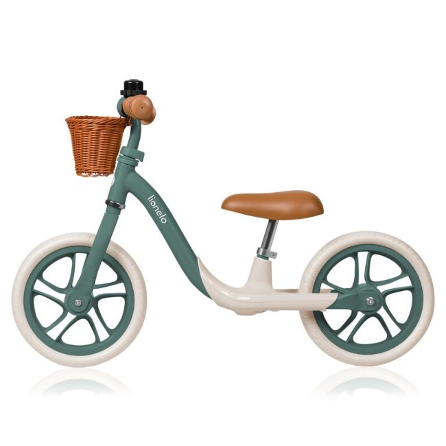 Bicicleta fara pedale, Lionelo, Alex Plus, Usoara, Cu ghidon si sa reglabile, Include cos depozitare si sonerie, Din otel, Cu roti din spuma EVA, 12 inch, Green Forest BYNLO-ALEX_PLUS_GREEN_FOREST