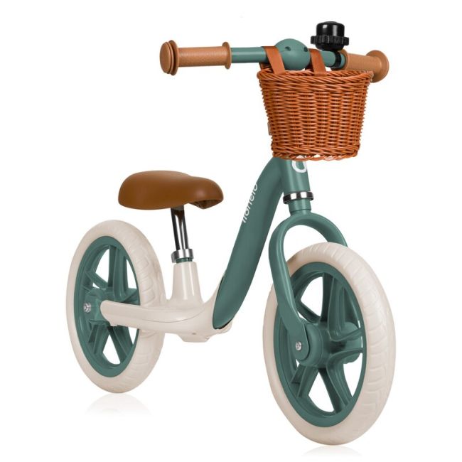 Bicicleta fara pedale, Lionelo, Alex Plus, Usoara, Cu ghidon si sa reglabile, Include cos depozitare si sonerie, Din otel, Cu roti din spuma EVA, 12 inch, Green Forest BYNLO-ALEX_PLUS_GREEN_FOREST