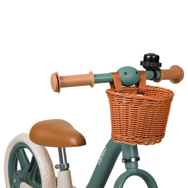 Bicicleta fara pedale, Lionelo, Alex Plus, Usoara, Cu ghidon si sa reglabile, Include cos depozitare si sonerie, Din otel, Cu roti din spuma EVA, 12 inch, Green Forest BYNLO-ALEX_PLUS_GREEN_FOREST