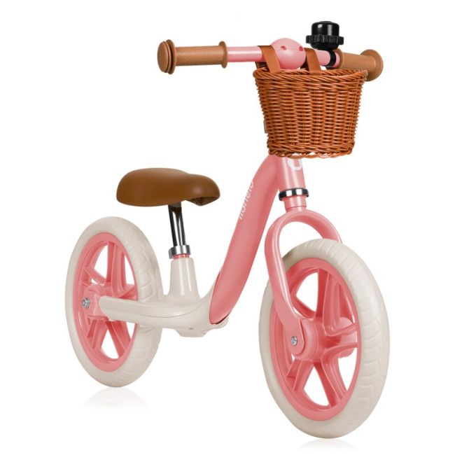 Bicicleta fara pedale, Lionelo, Alex Plus, Usoara, Cu ghidon si sa reglabile, Include cos depozitare si sonerie, Din otel, Cu roti din spuma EVA, 12 inch, Pink Rose BYNLO-ALEX_PLUS_PINK_ROSE