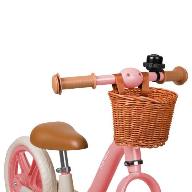 Bicicleta fara pedale, Lionelo, Alex Plus, Usoara, Cu ghidon si sa reglabile, Include cos depozitare si sonerie, Din otel, Cu roti din spuma EVA, 12 inch, Pink Rose BYNLO-ALEX_PLUS_PINK_ROSE